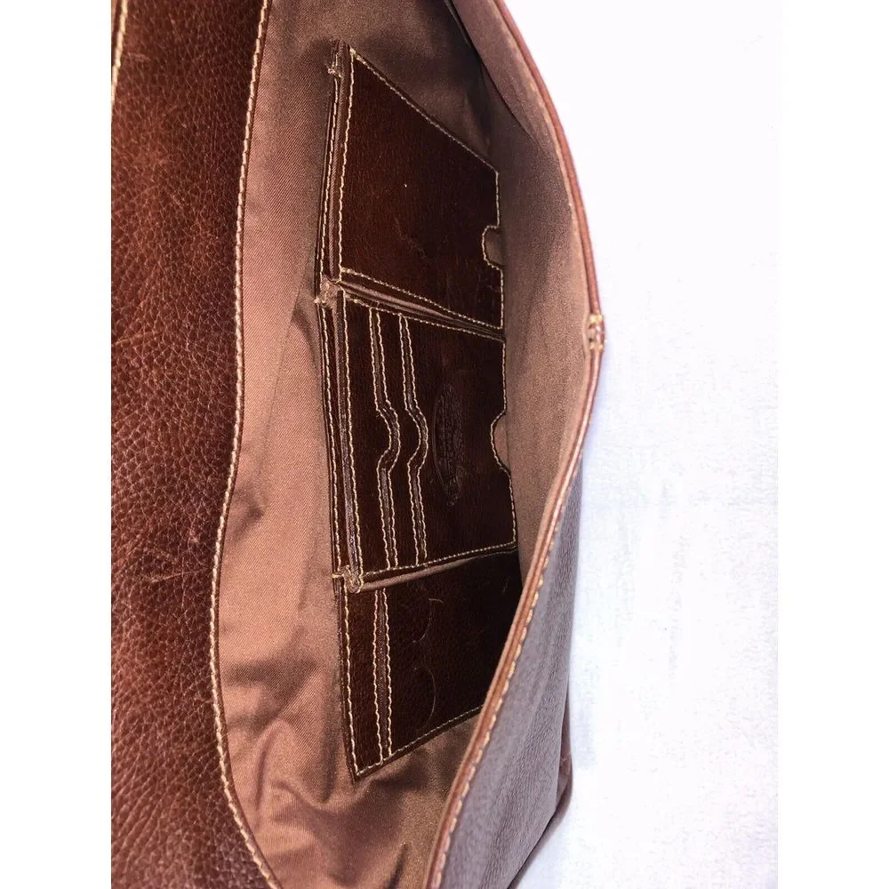 Leather Messenger Bag Executive Classico Shoulder Strap Brown Multi‎ Pocket